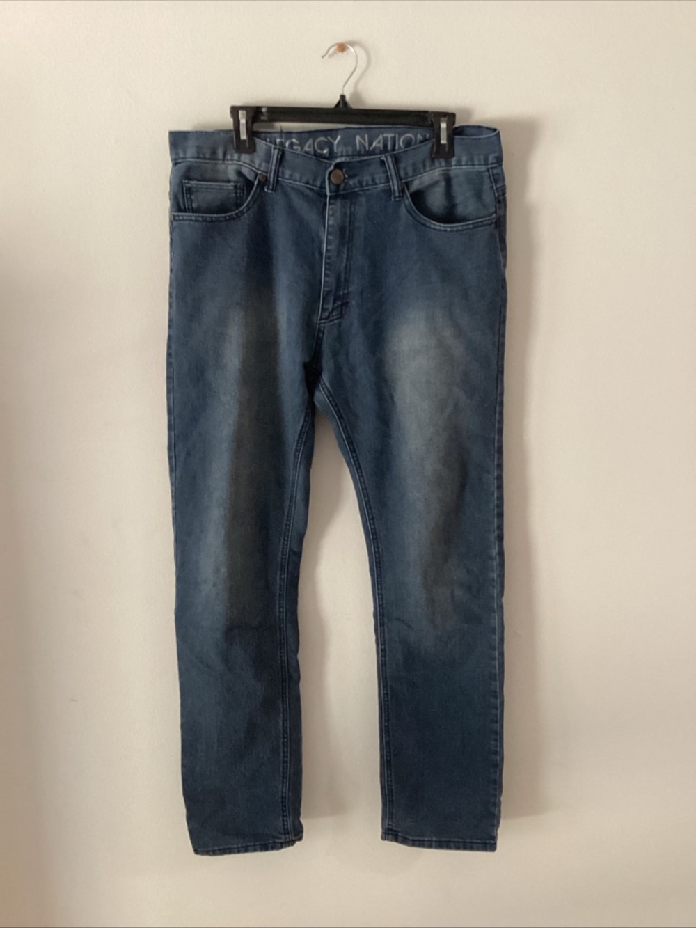 Slim Straight Men's Denim Jeans in Washed Blue
